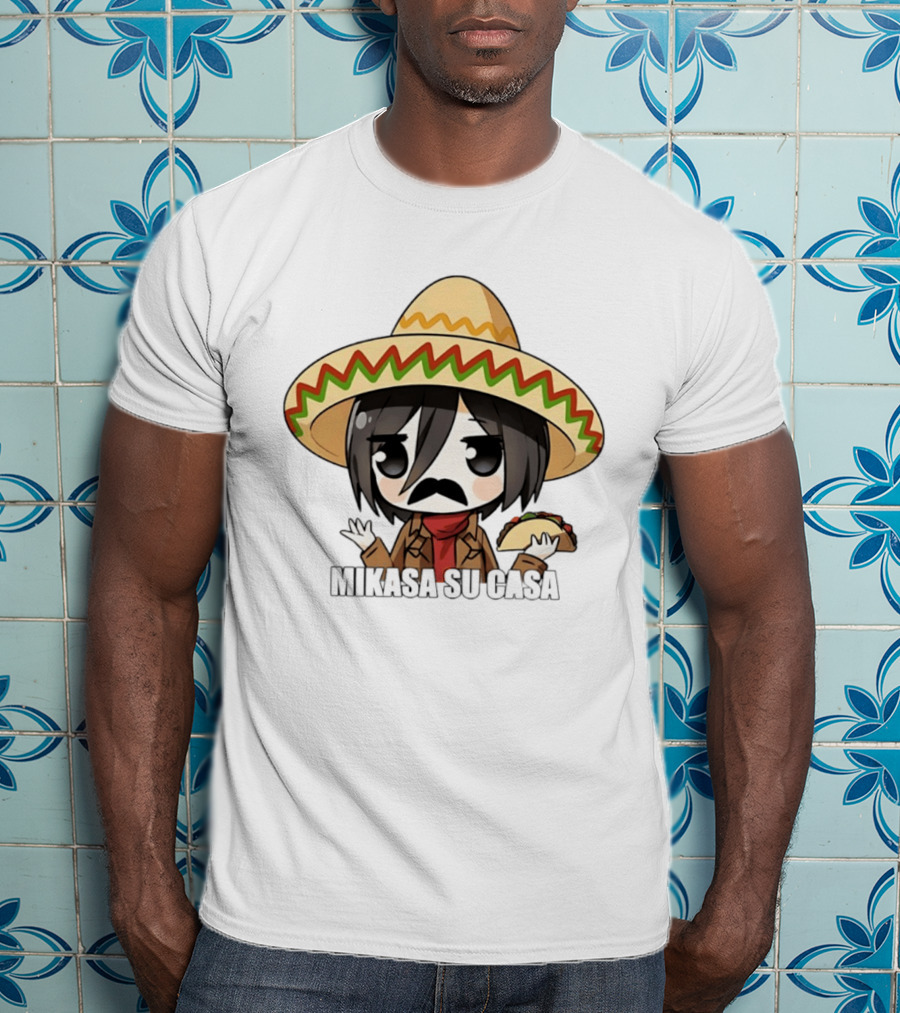 Mikasa Su Casa Funny Anime Taco Sombrero Mikasa Ackerman T-Shirt