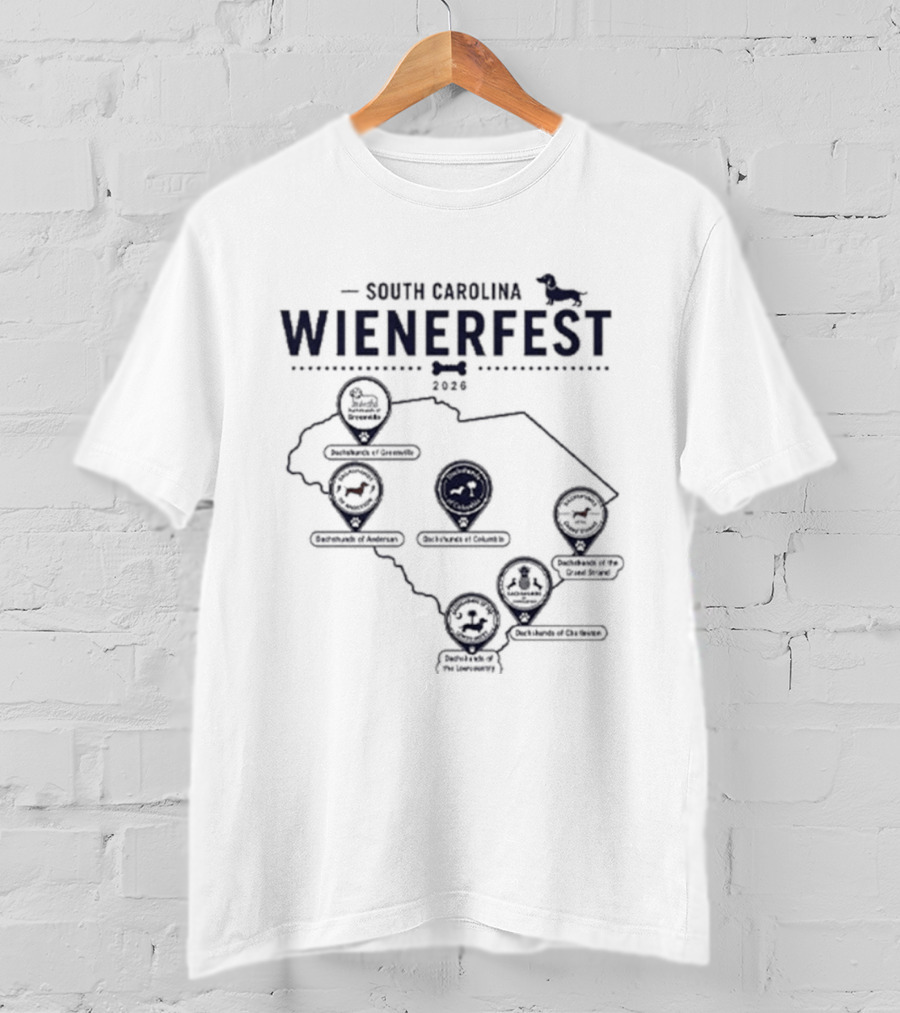 South Carolina Wienerfest 2026 Dachshund Festival Dog Lover Event Map T-Shirt