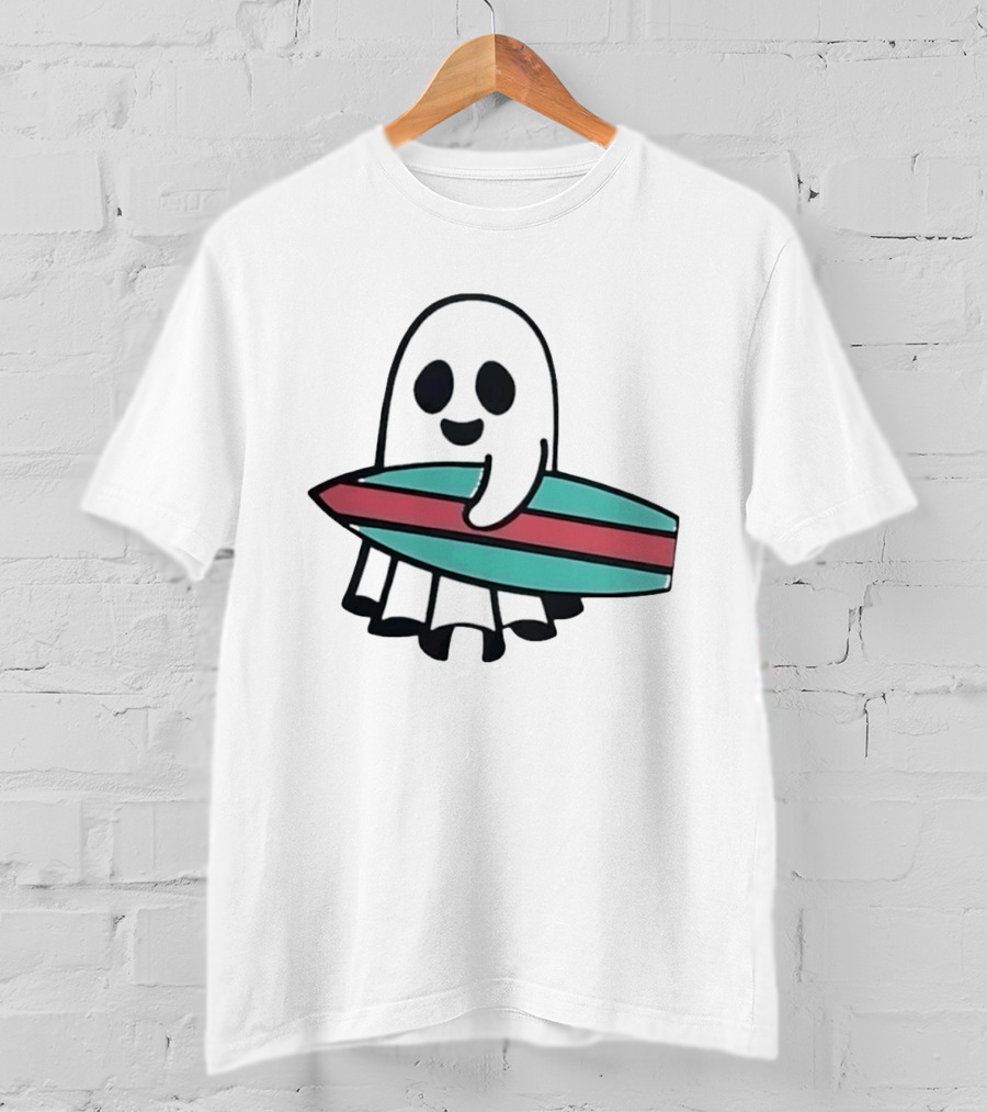 Ghost With Surfboard Adventure Surfing Ghost Fun T-Shirt