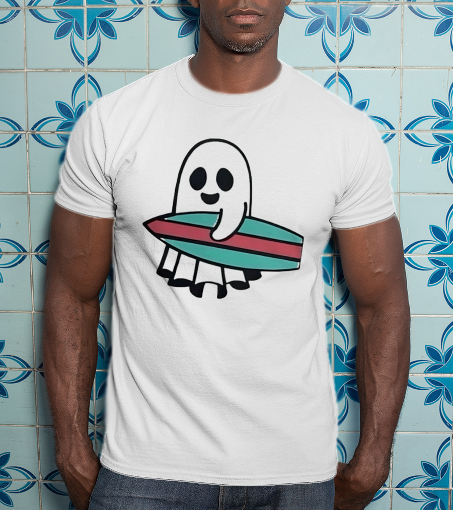 Ghost With Surfboard Adventure Surfing Ghost Fun T-Shirt