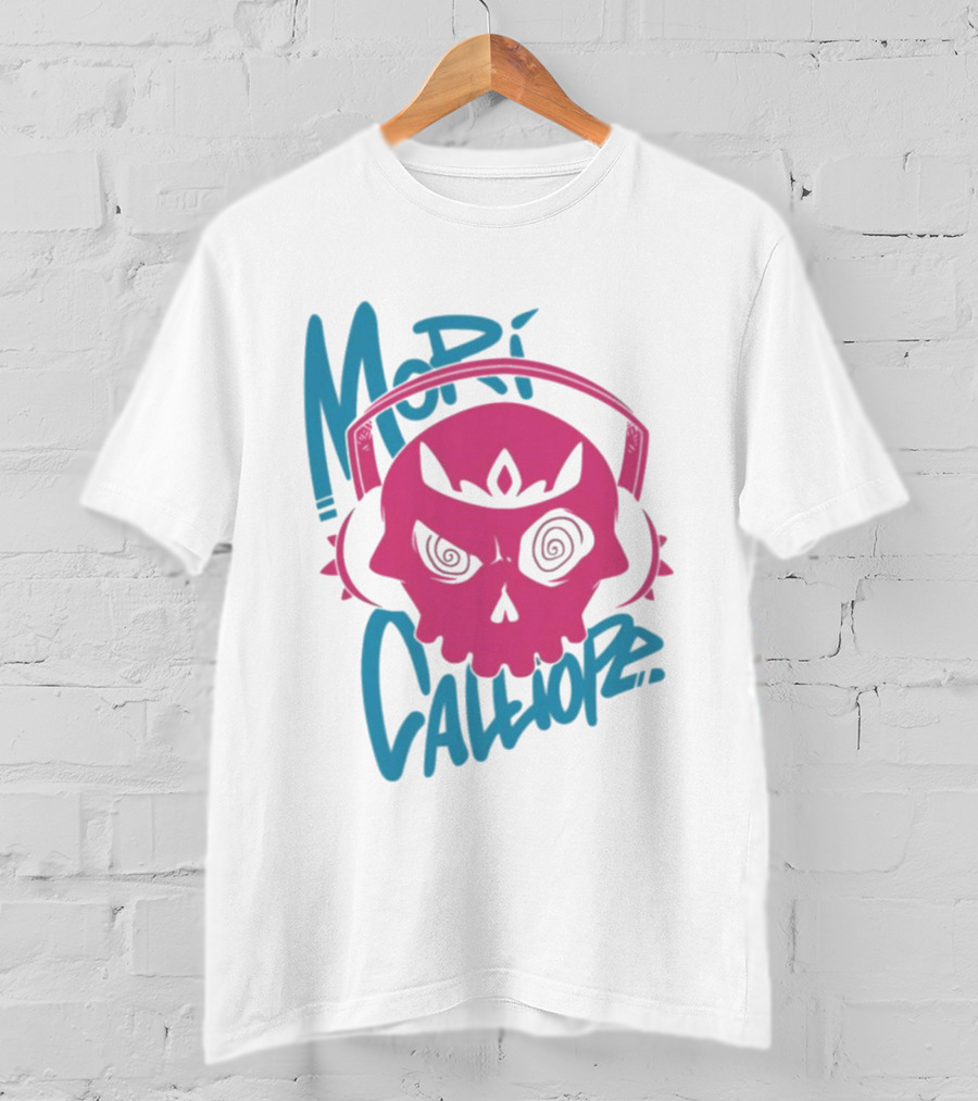 Mori Calliope Pink Skull With Headphones T-Shirt