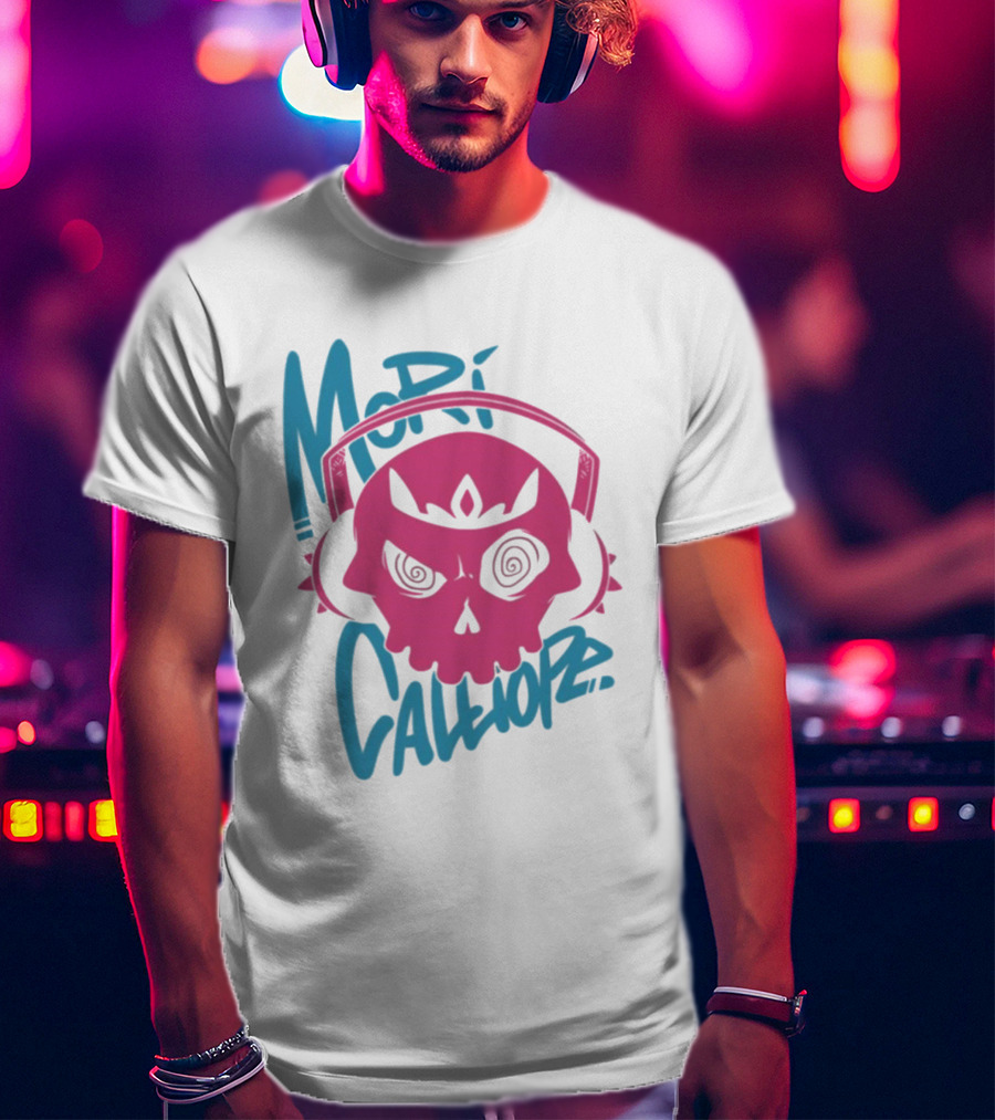 Mori Calliope Pink Skull With Headphones T-Shirt
