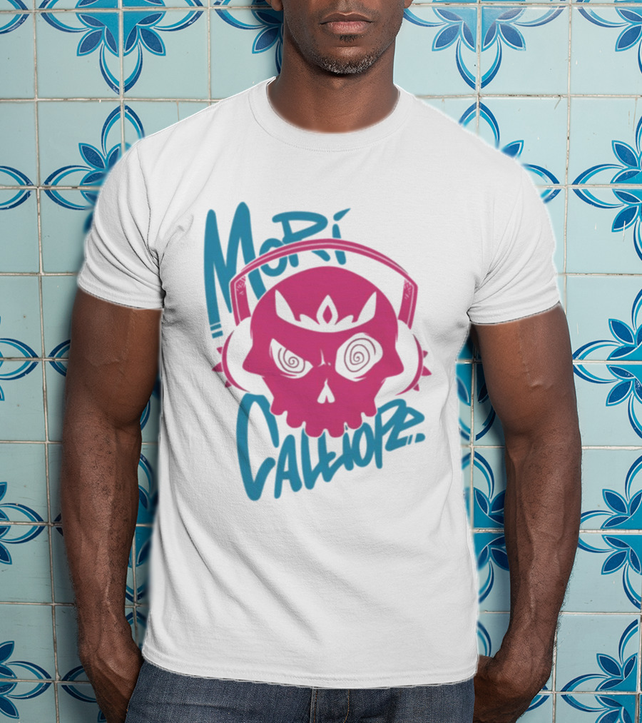 Mori Calliope Pink Skull With Headphones T-Shirt