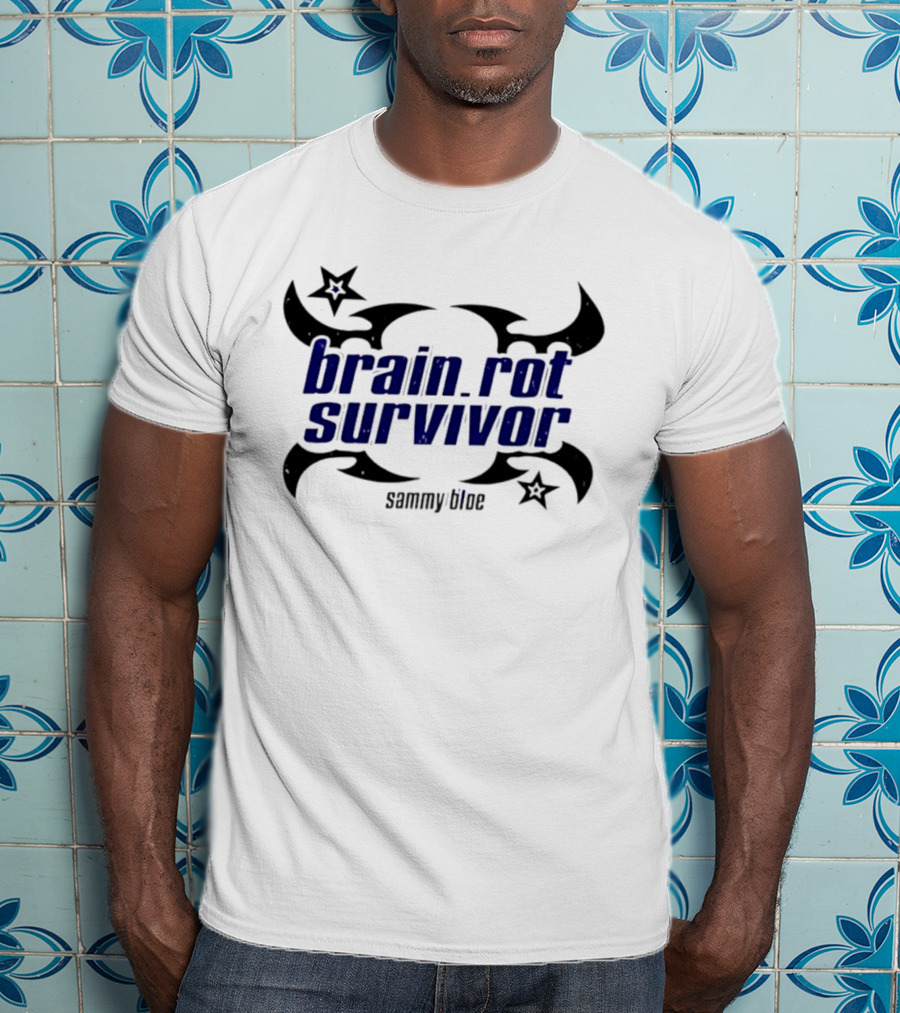 Brainrot Survivor Sammy Blue Stars Tribal T-Shirt