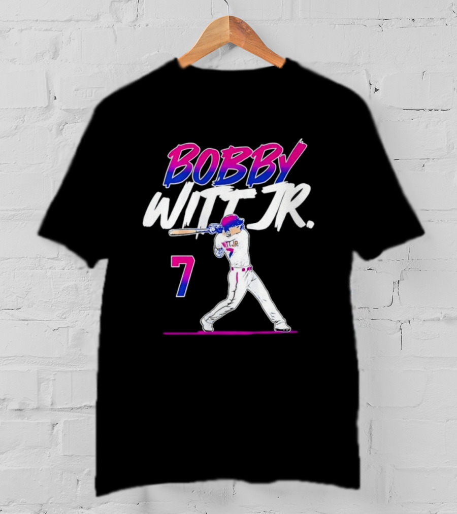 Bobby Witt Jr. 7 Kansas City Royals MLB Slugger Swing T-Shirt