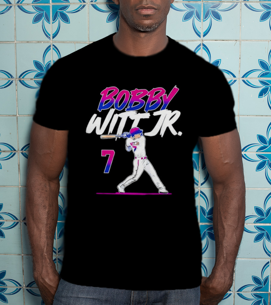 Bobby Witt Jr. 7 Kansas City Royals MLB Slugger Swing T-Shirt