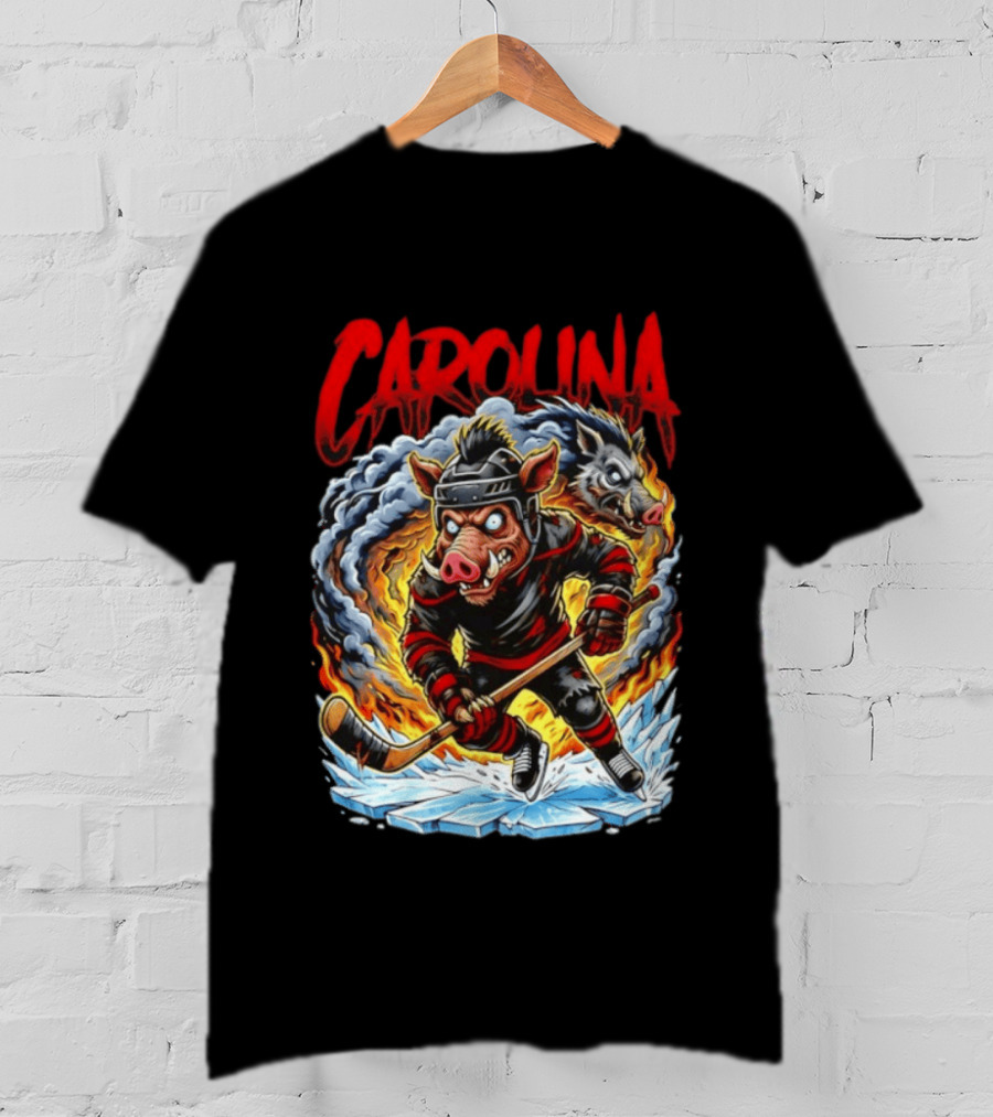 Carolina Hurricanes Stormy Hockey Player Ice Action T-Shirt