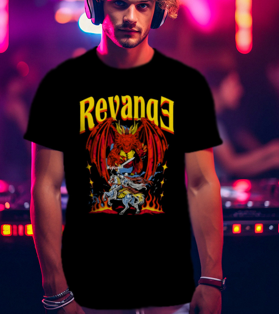 Revenge Dragon Knight Sword Fire Fantasy T-Shirt