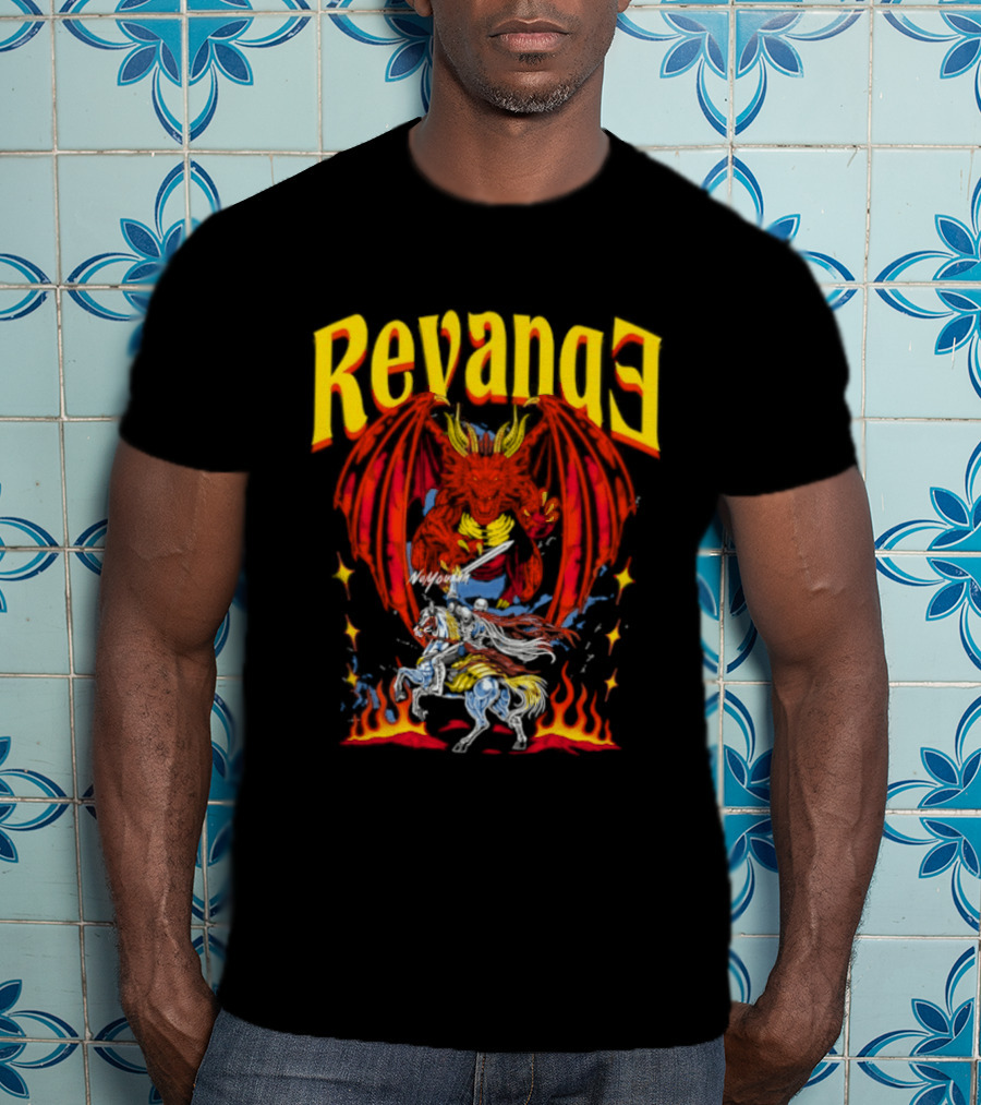 Revenge Dragon Knight Sword Fire Fantasy T-Shirt