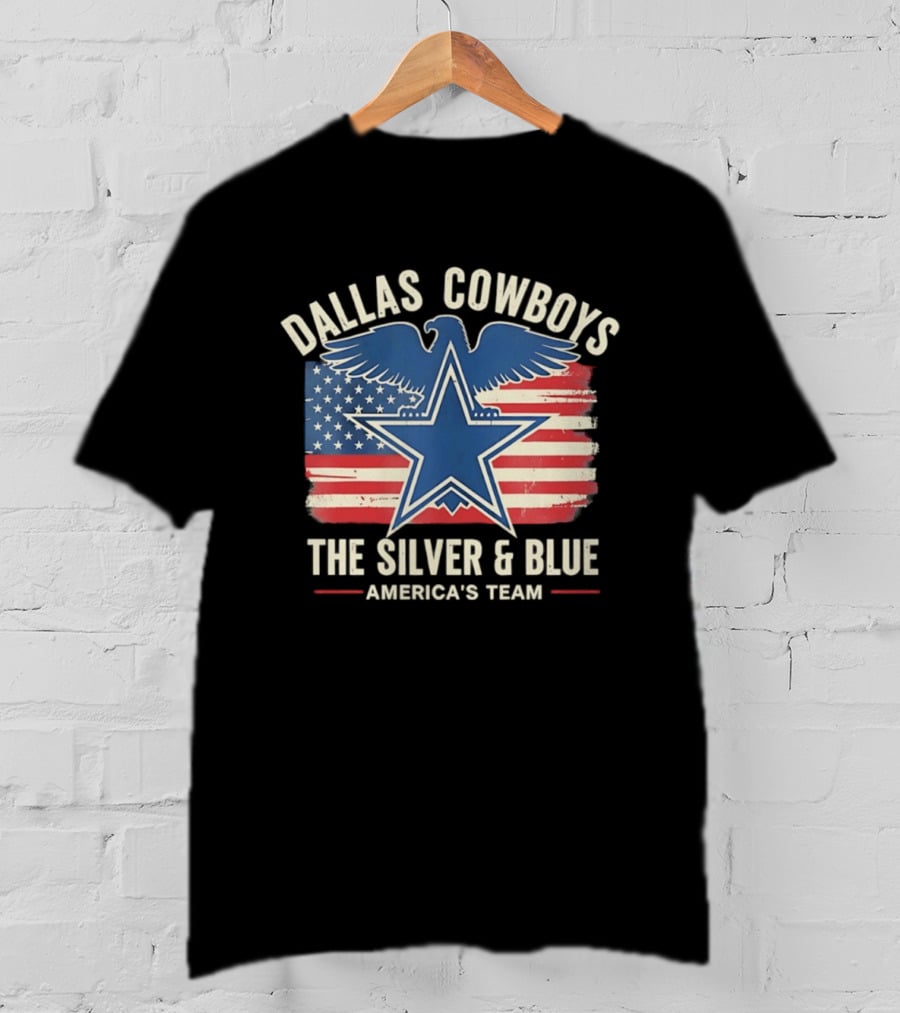 Dallas Cowboys Silver And Blue Star Eagle Flag America's Team T-Shirt