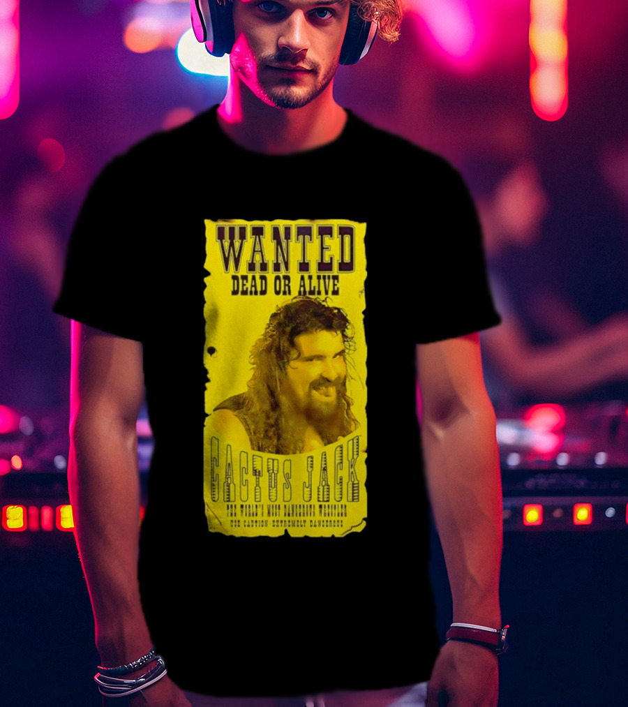 Jamie Hayter Iconic Cactus Jack Wanted Dead Or Alive Yellow T-Shirt