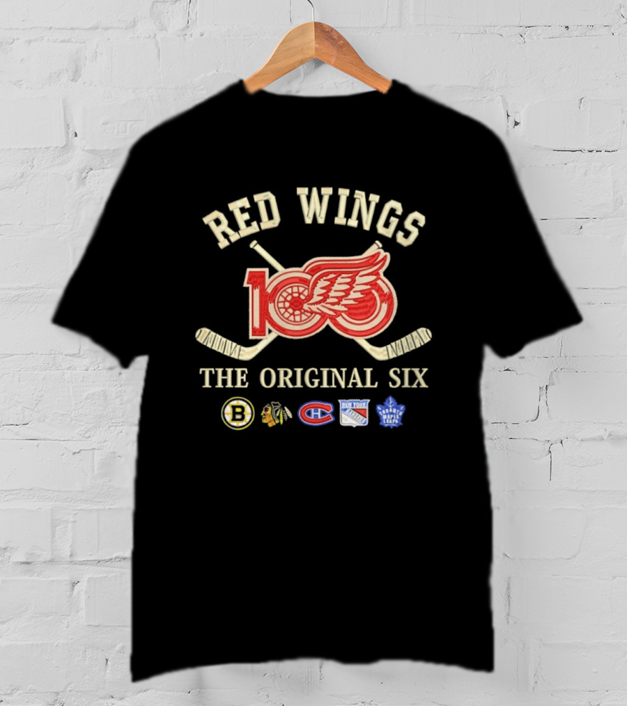 Red Wings 100 Anniversary The Original Six NHL Hockey Teams T-Shirt
