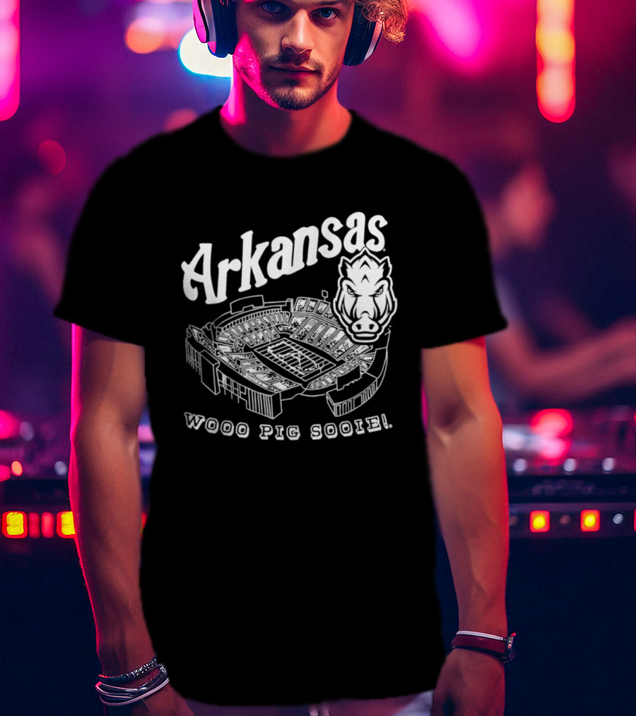 Arkansas Woo Pig Sooie Football Cardinal Stadium T-Shirt