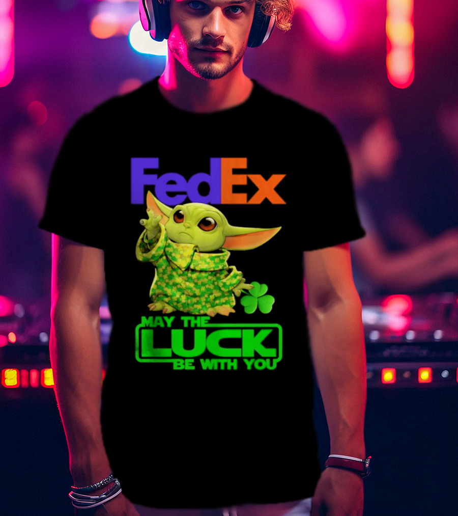 FedEx Baby Yoda May The Luck Be With You Clover T-Shirt