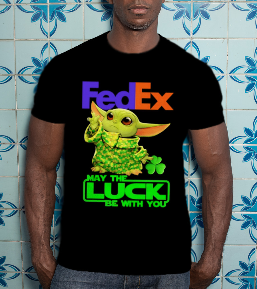 FedEx Baby Yoda May The Luck Be With You Clover T-Shirt