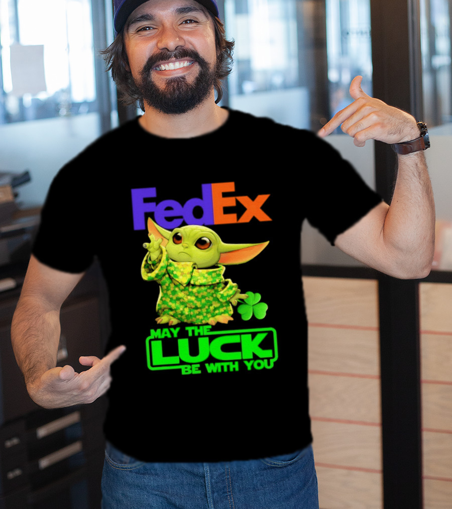 FedEx Baby Yoda May The Luck Be With You Clover T-Shirt