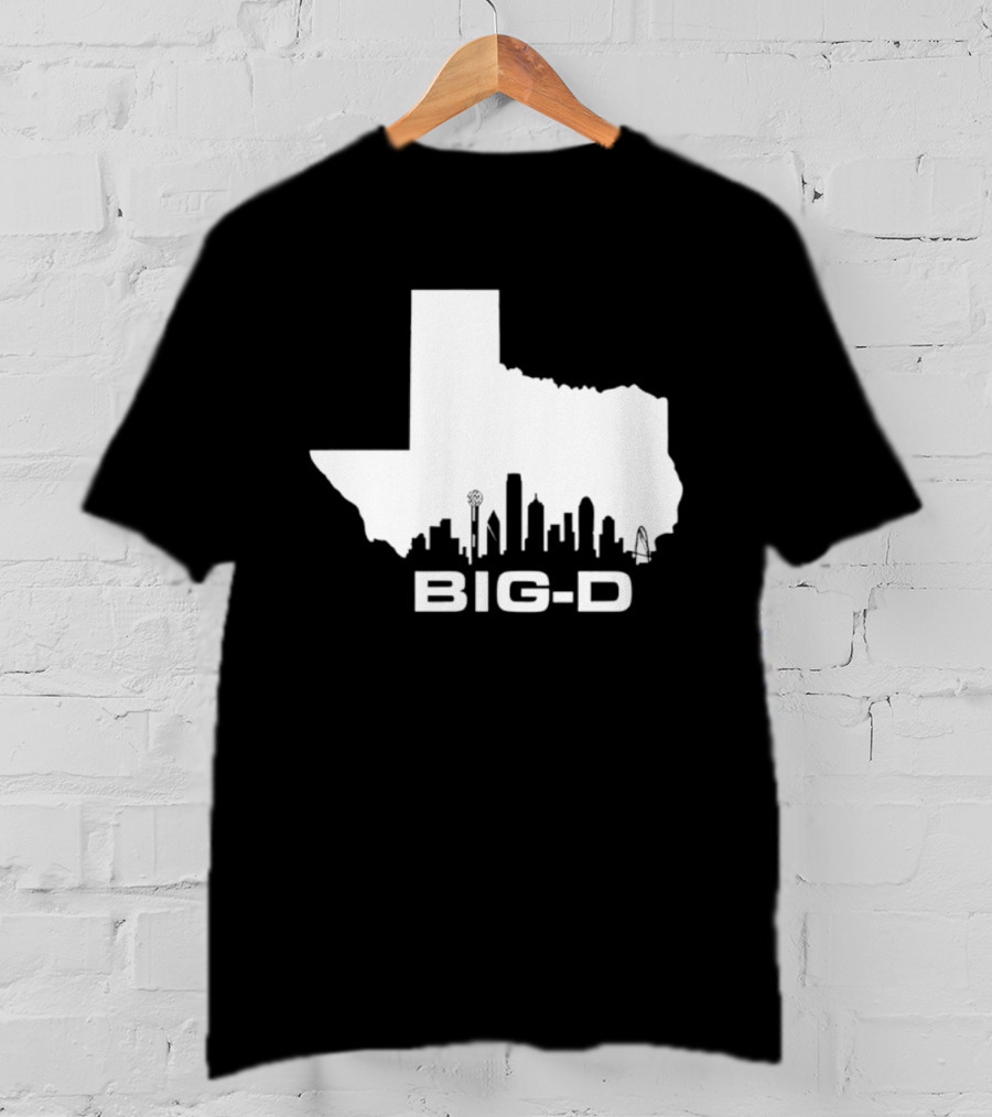 Big D Texas Outline Dallas City Skyline Map T-Shirt
