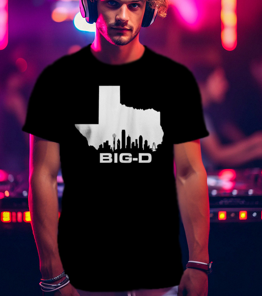 Big D Texas Outline Dallas City Skyline Map T-Shirt