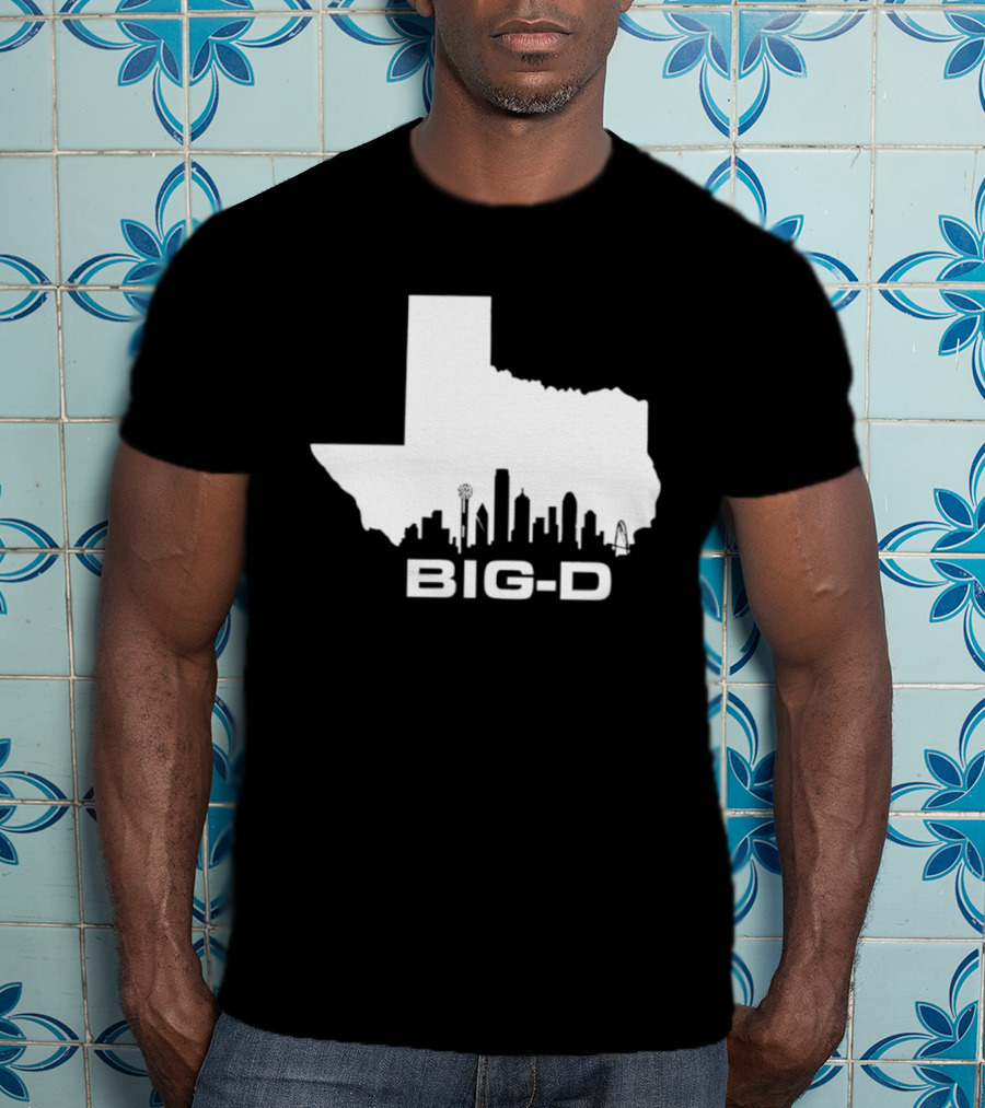 Big D Texas Outline Dallas City Skyline Map T-Shirt