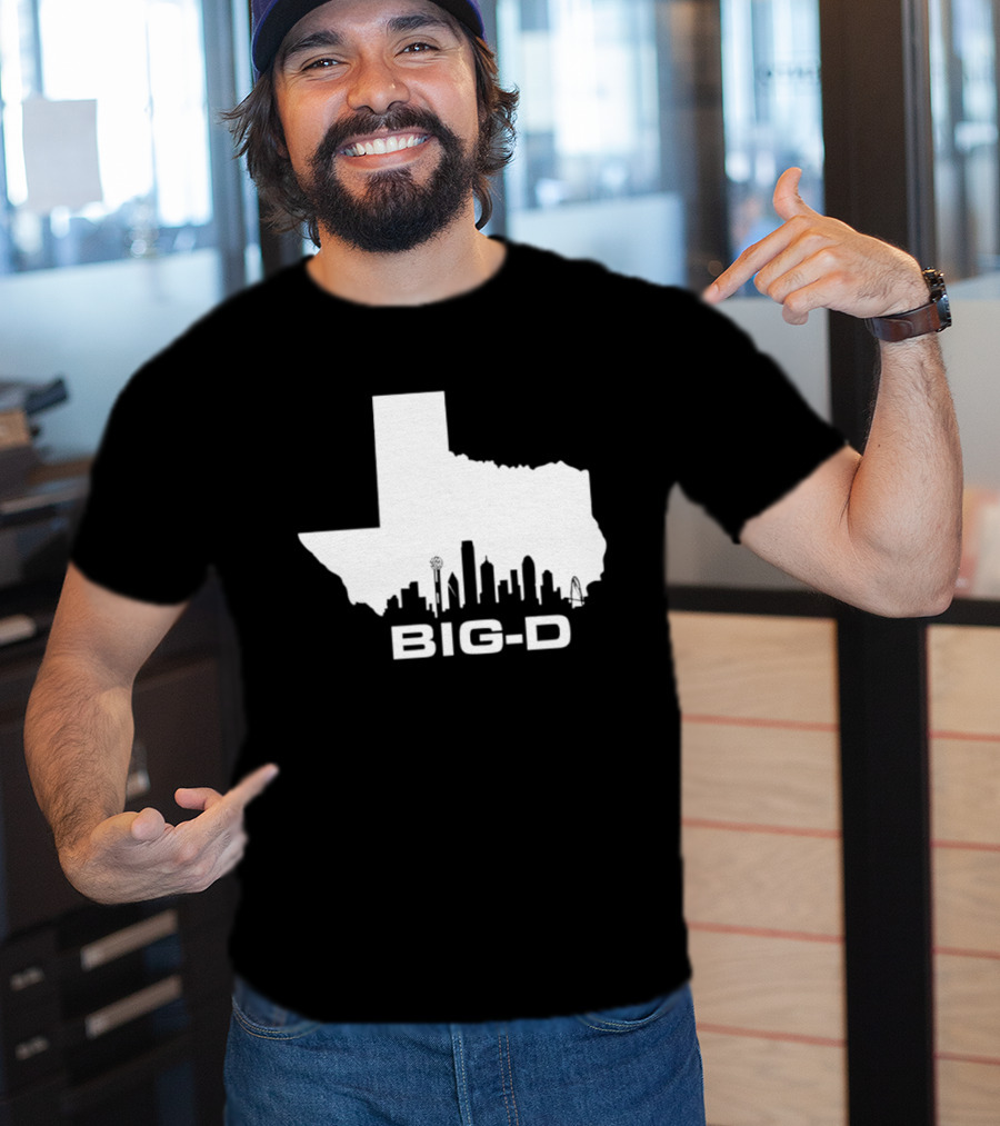 Big D Texas Outline Dallas City Skyline Map T-Shirt