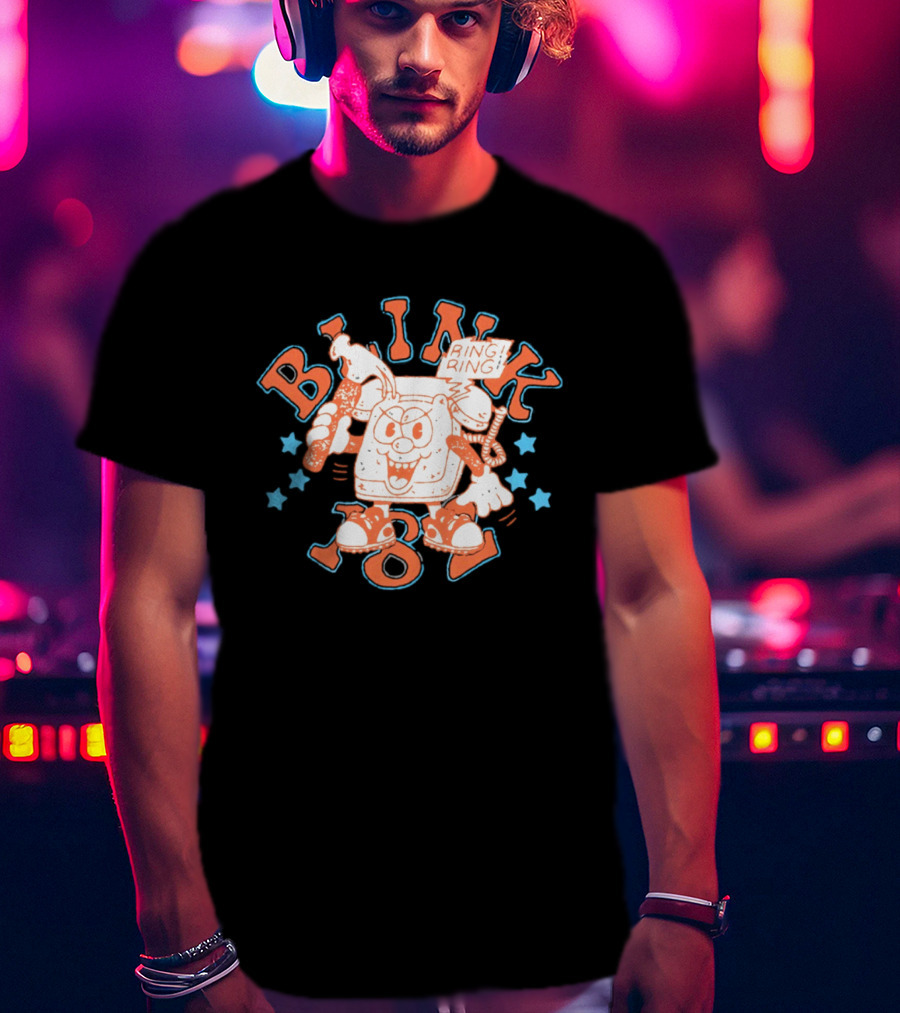 Blink 182 Ring Ring Cartoon Telephone Character With Stars T-Shirt