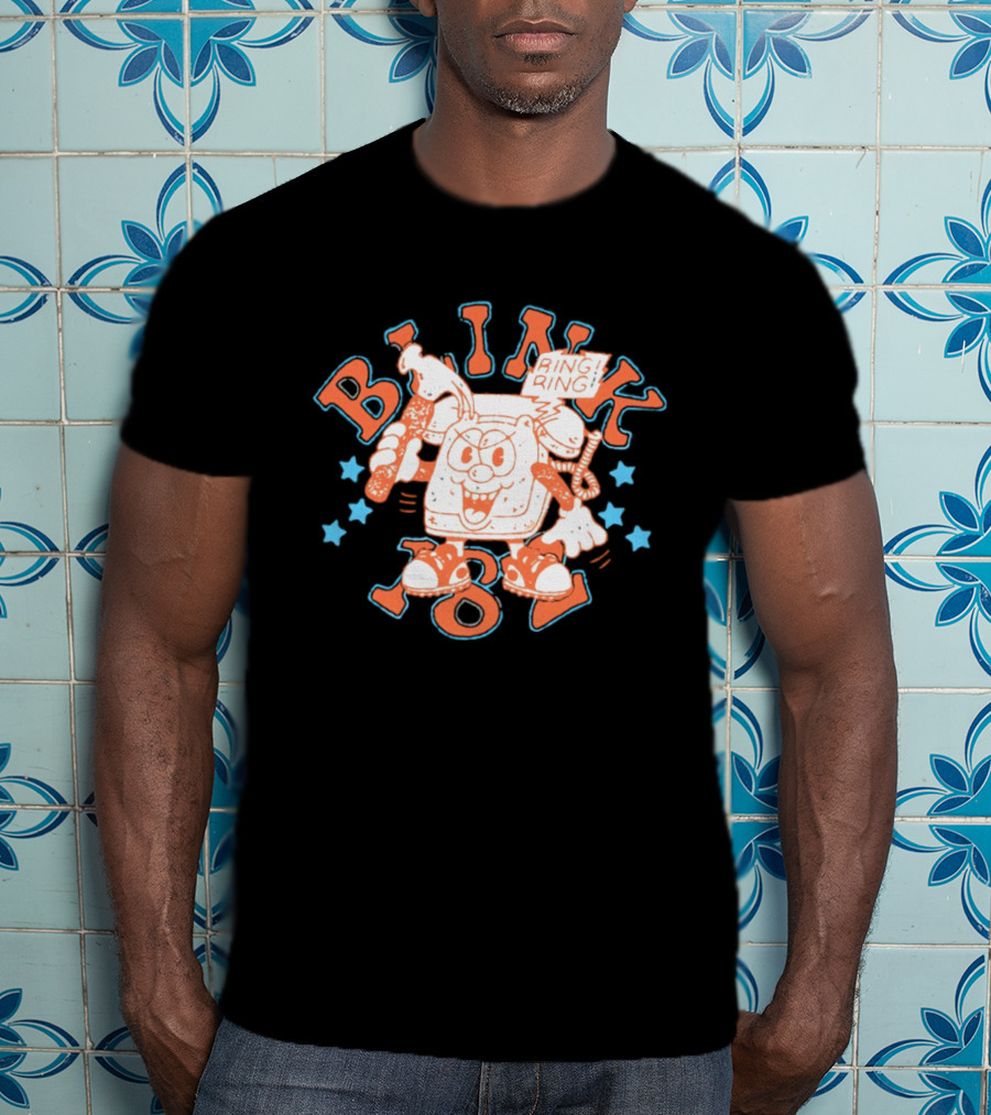 Blink 182 Ring Ring Cartoon Telephone Character With Stars T-Shirt