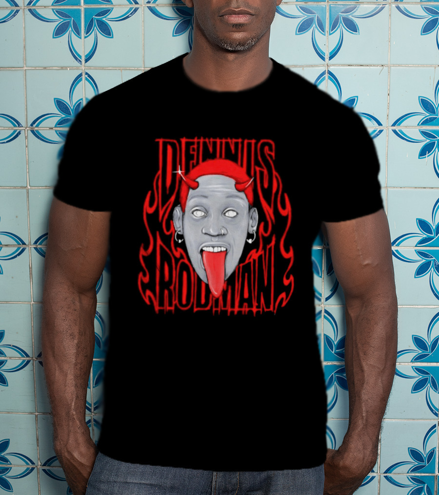 Dennis Rodman Devil Chicago Bulls NBA Head T-Shirt
