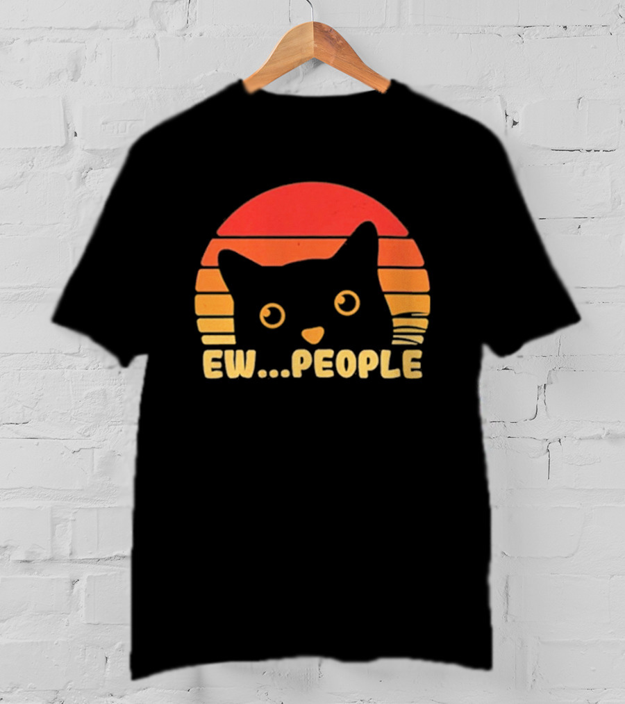 Ew People Judgmental Cat Face Stripes T-Shirt