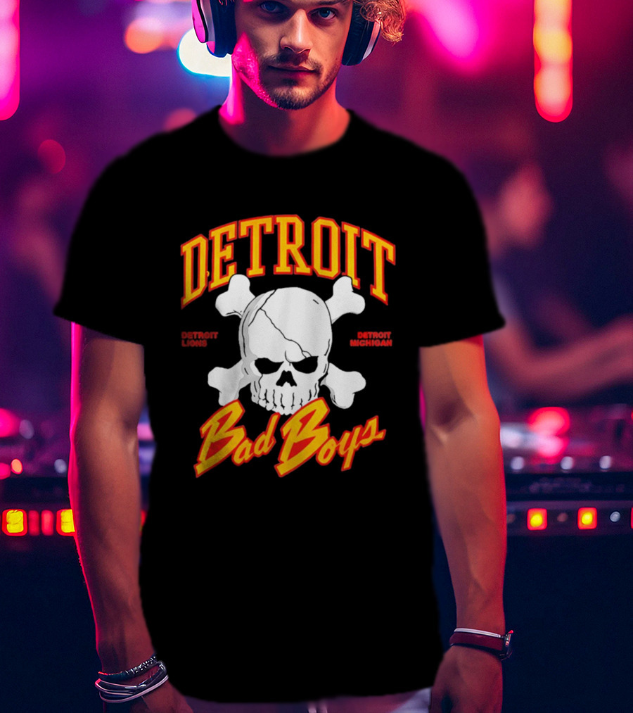 Detroit Lions Bad Boys Skull Detroit Michigan T-Shirt