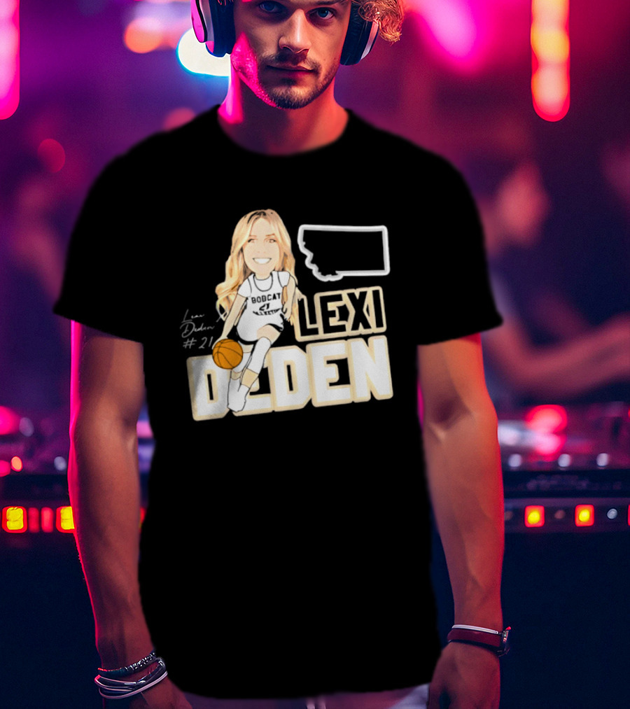 Lexi Deden 21 Bobcat Map Montana Player Caricature Basketball T-Shirt