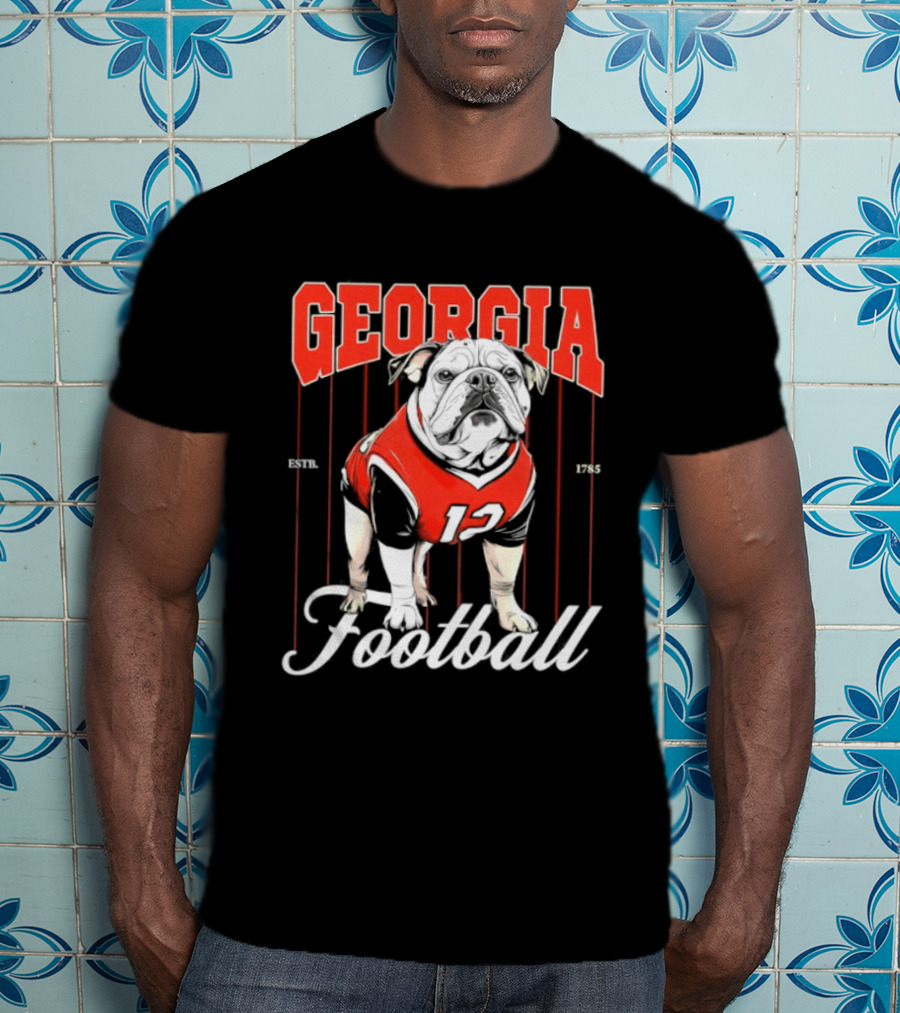 Georgia Bulldogs Football 1785 Bulldog Mascot Red Jersey T-Shirt