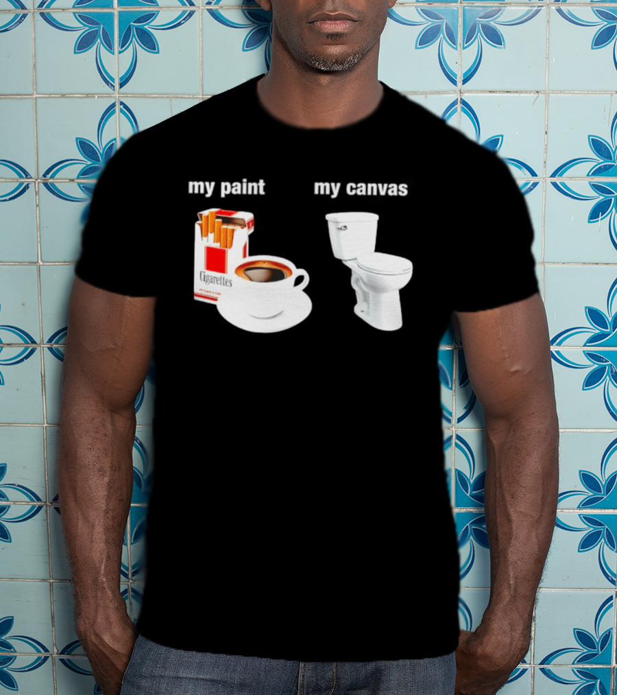 Cigarettes Coffee Toilet Funny Morning Routine T-Shirt