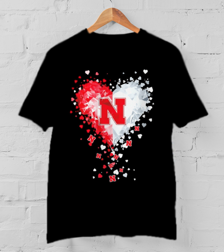 Nebraska Cornhuskers Heart Diamond Red N 2026 NCAA T-Shirt