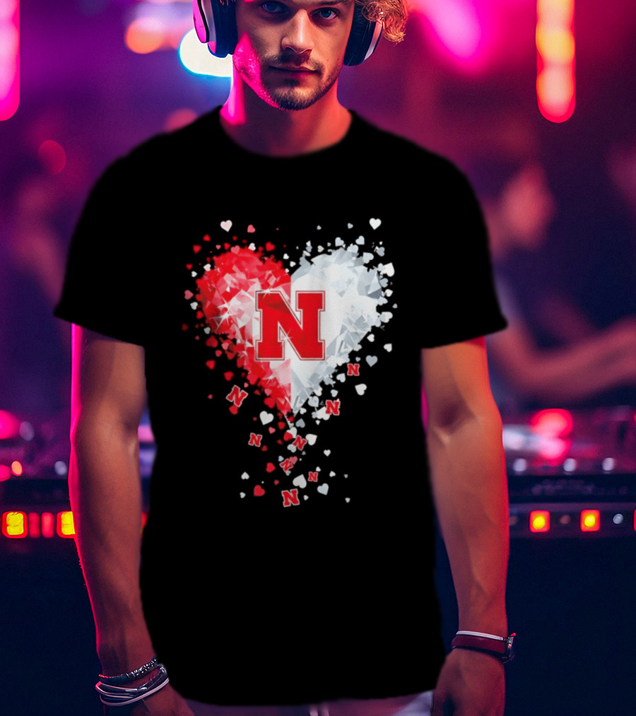 Nebraska Cornhuskers Heart Diamond Red N 2026 NCAA T-Shirt