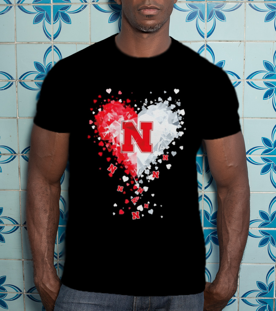 Nebraska Cornhuskers Heart Diamond Red N 2026 NCAA T-Shirt