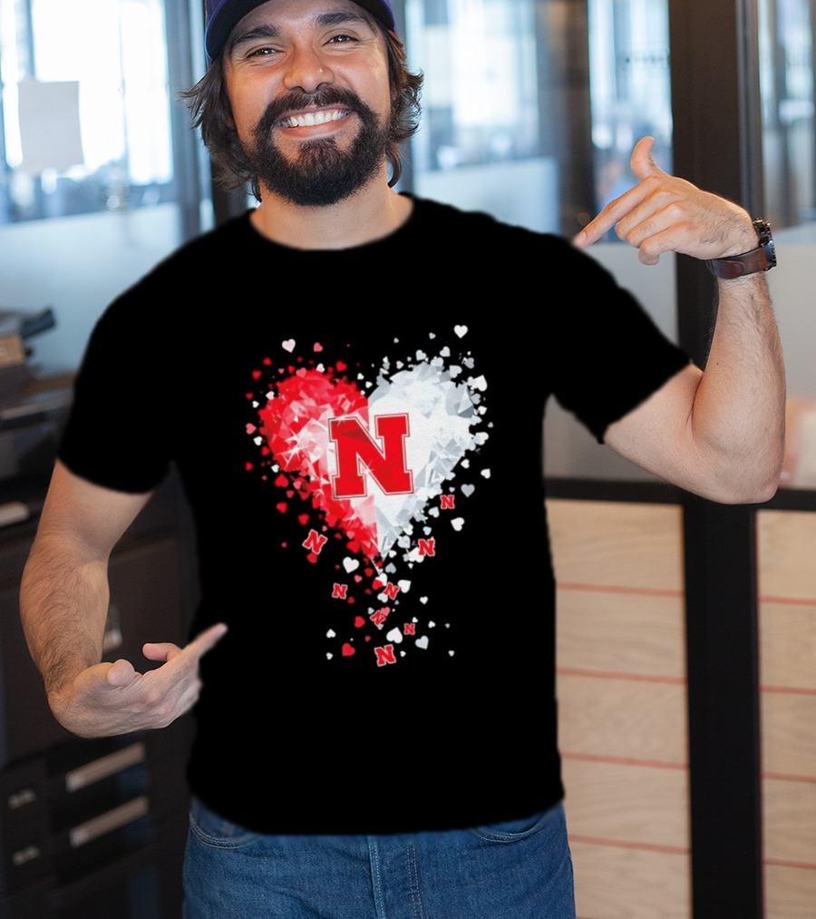 Nebraska Cornhuskers Heart Diamond Red N 2026 NCAA T-Shirt