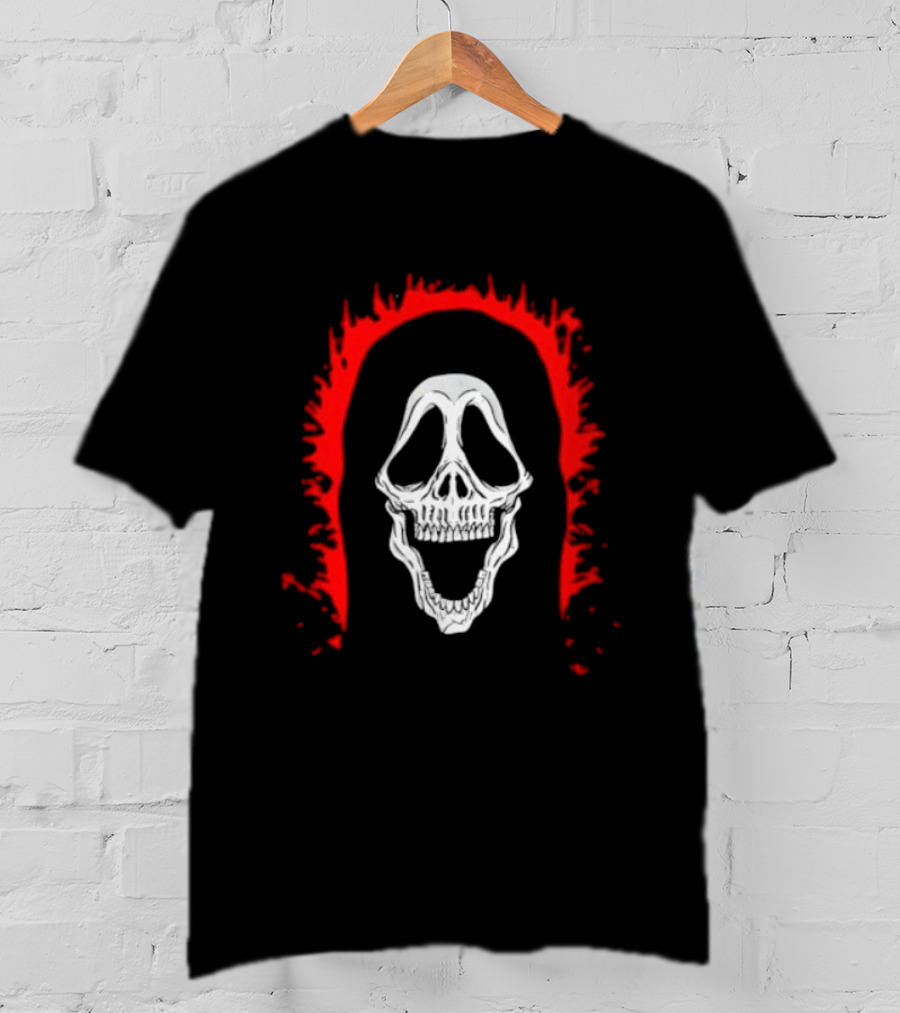 Scream Ghostface Skull Horror Halloween Blood Dripping Mask T-Shirt