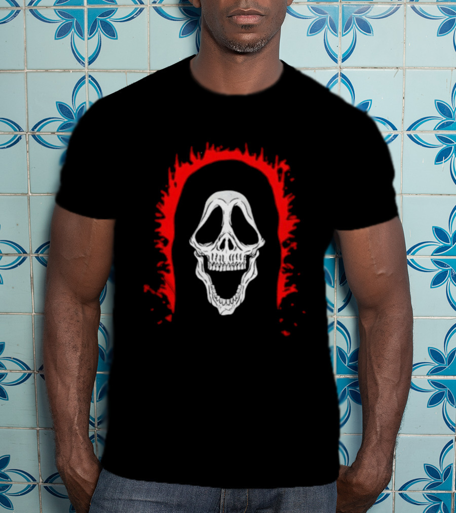 Scream Ghostface Skull Horror Halloween Blood Dripping Mask T-Shirt