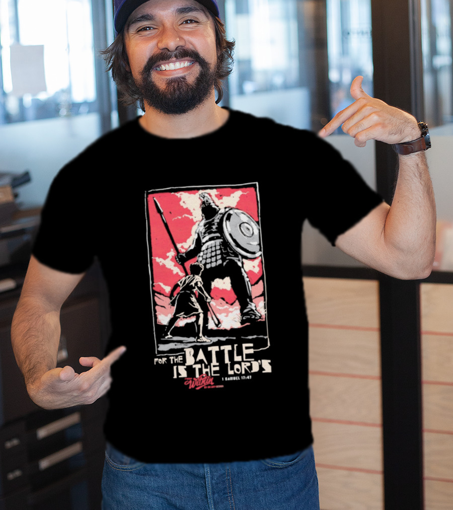 The Courageous Athlete Battle For The Battle Is The Lord's David And Goliath 1 Samuel 17:47 T-Shirt