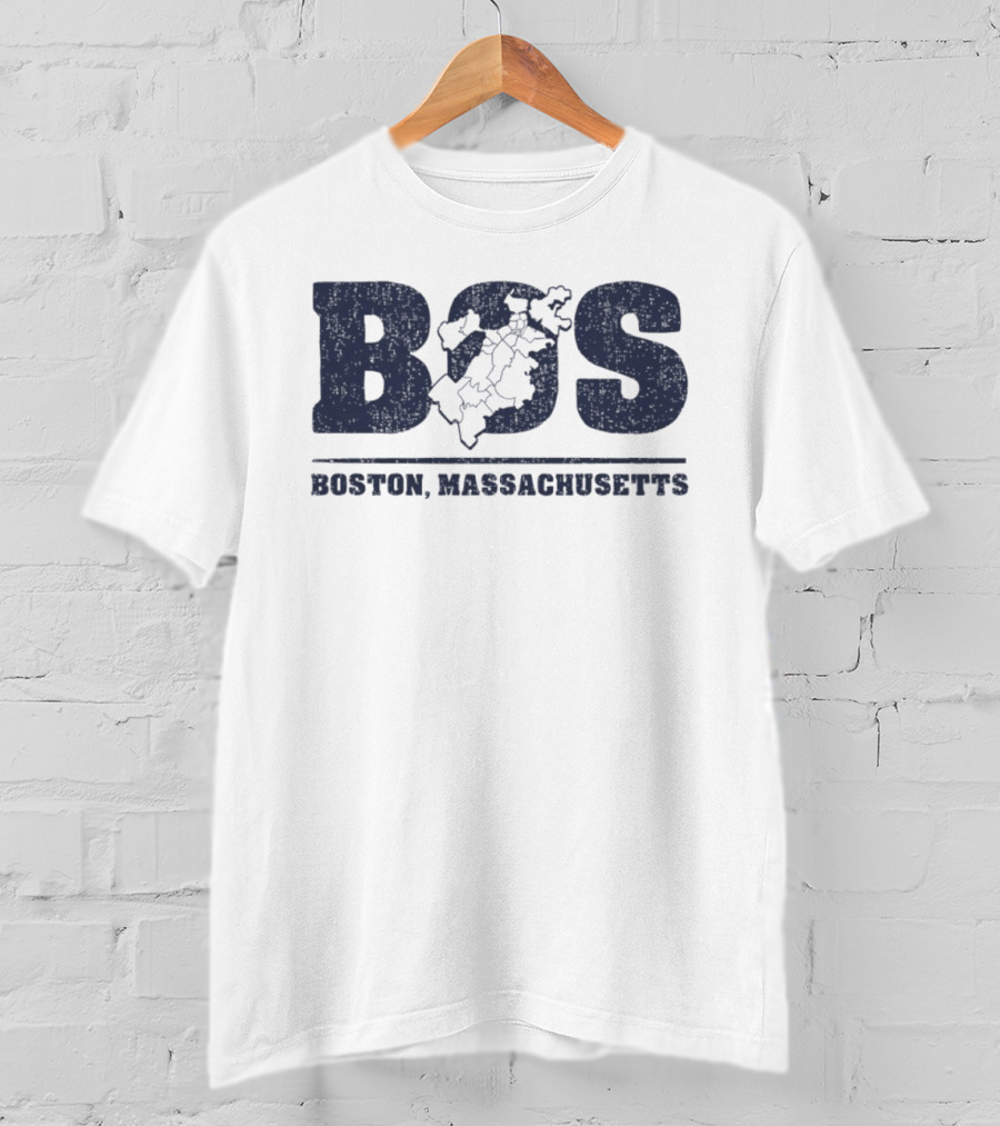 BOS Boston Massachusetts Neighborhoods Map T-Shirt