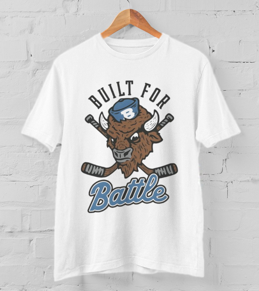Buffalo Sabres Built For Battle Hockey Bison Crossed Sticks T-Shirt