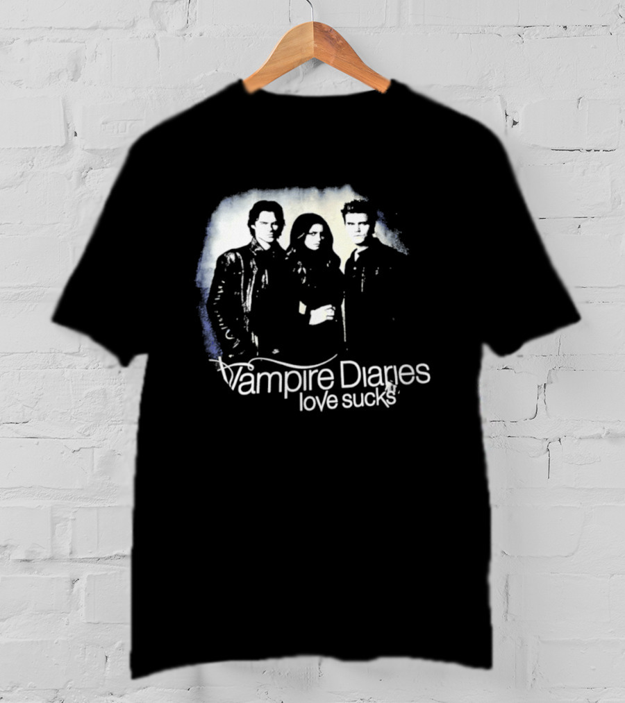Vampire Diaries Love Sucks Damon Elena Stefan T-Shirt