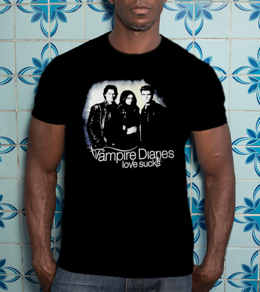Vampire Diaries Love Sucks Damon Elena Stefan T-Shirt