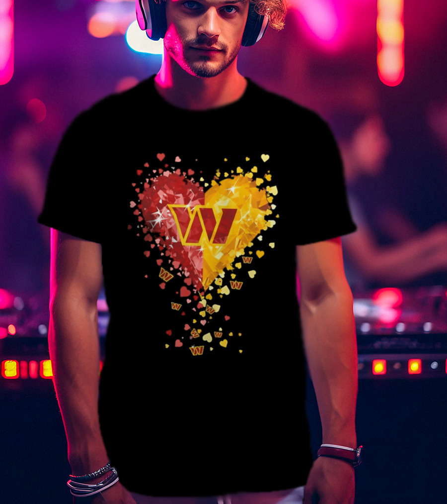 Washington Commanders Heart W Crystalized Chevron Burst T-Shirt
