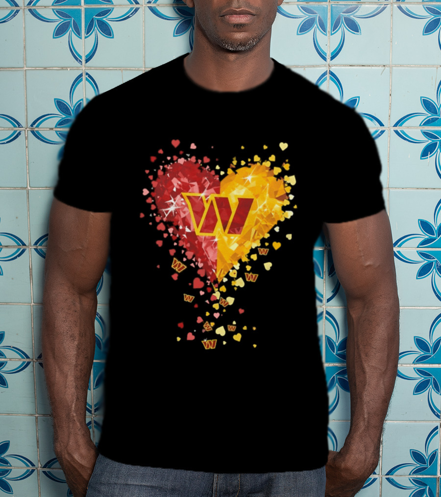 Washington Commanders Heart W Crystalized Chevron Burst T-Shirt