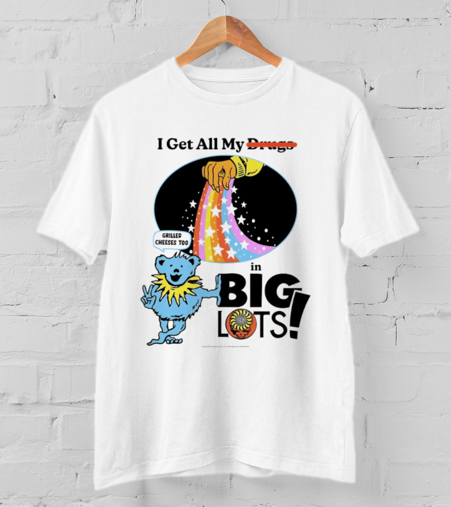 Big Lots Grilled Cheeses Too Grateful Dead Bear Rainbow Stars T-Shirt