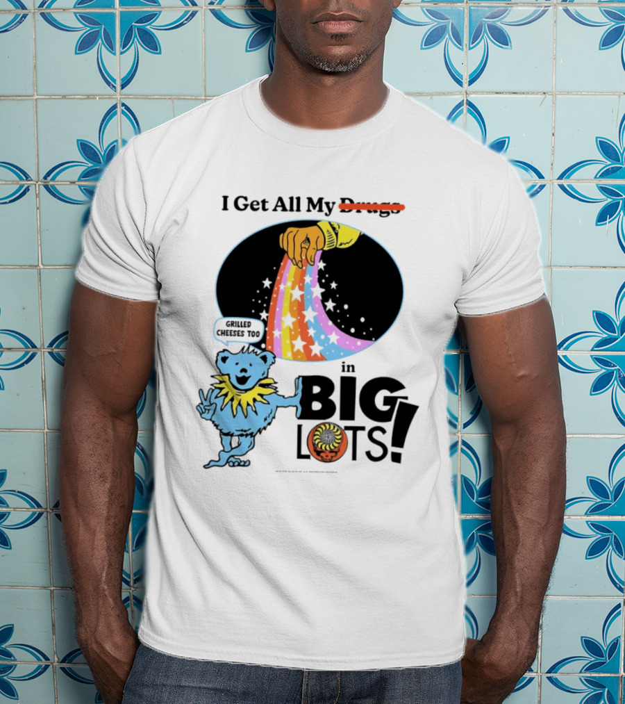 Big Lots Grilled Cheeses Too Grateful Dead Bear Rainbow Stars T-Shirt