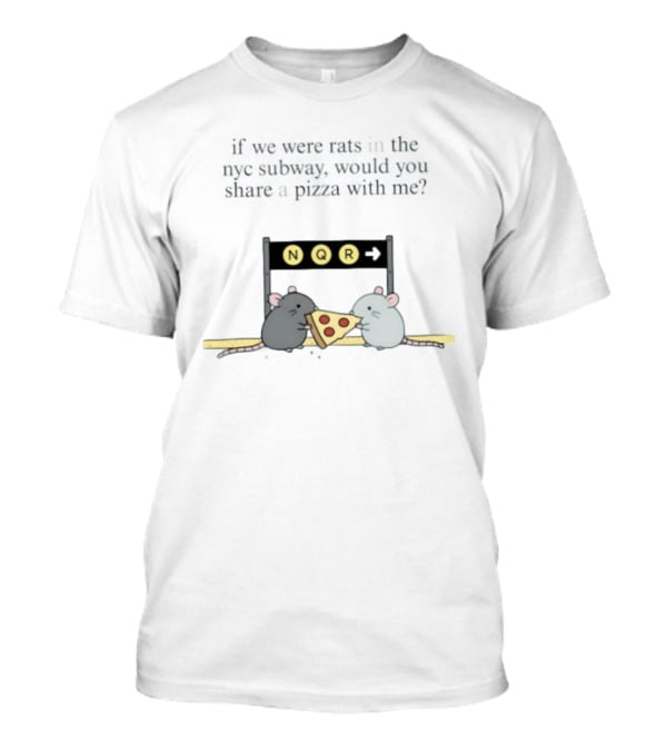 NYC Subway Rats Sharing Pizza NQR Line T-Shirt