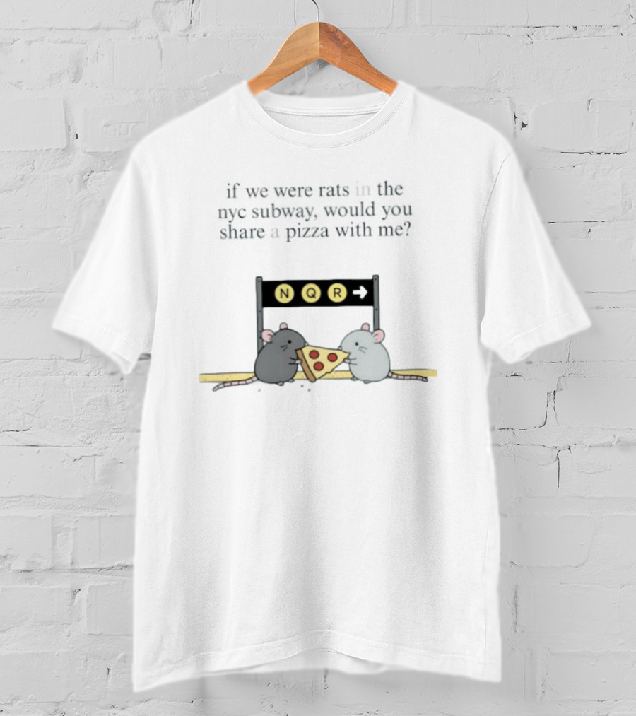 NYC Subway Rats Sharing Pizza NQR Line T-Shirt