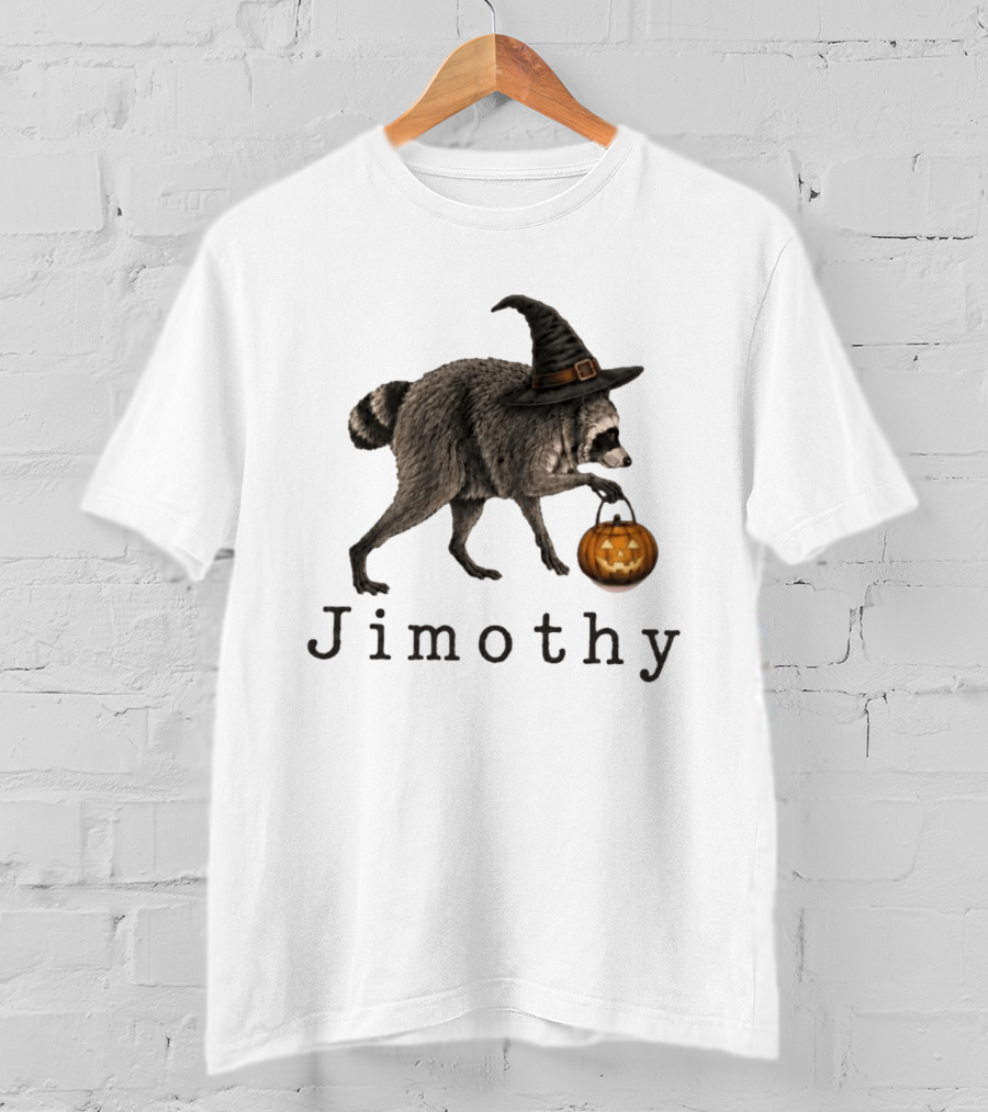 Jimothy Raccoon Witch Hat Pumpkin Halloween T-Shirt